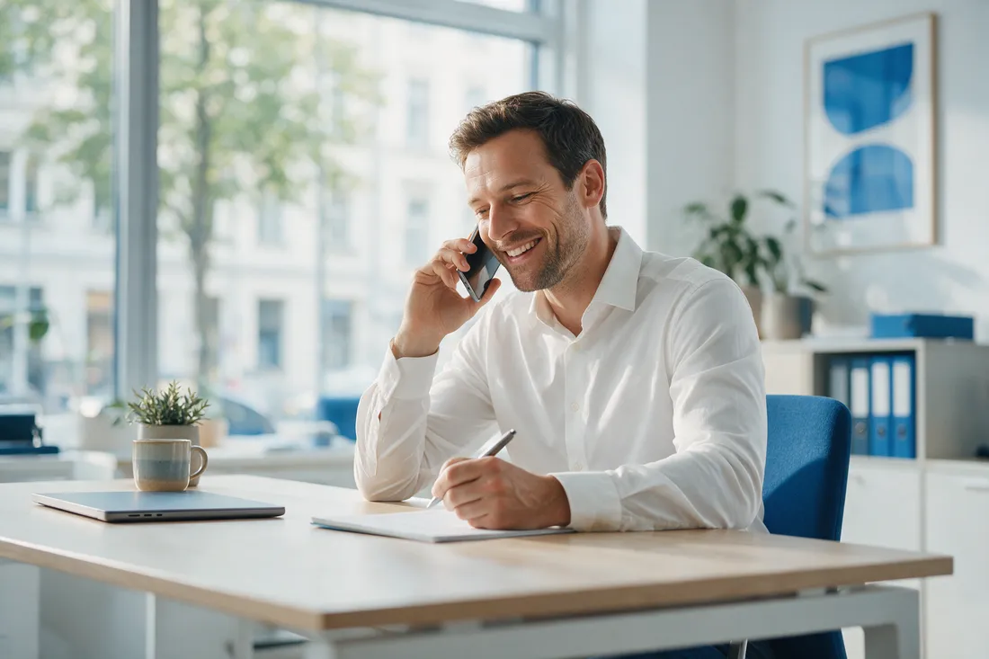 Verkäufer im Kundengespräch am Telefon