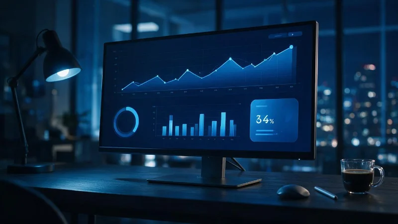 Datenauswertung am Bildschirm als Symbol für Conversion Tracking bei Meta Ads