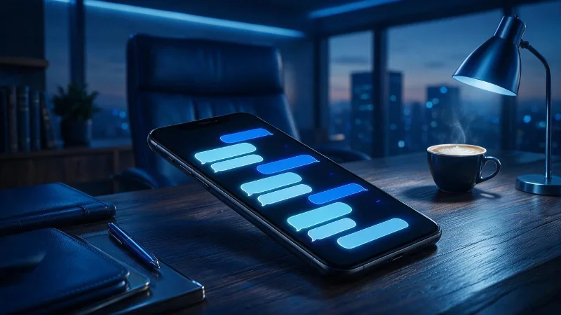 Smartphone mit Chatnachricht als Symbol für WhatsApp im Vertrieb